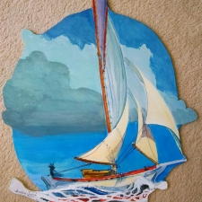 Downwind Whale. 20x25. Acrylic on wood. 400