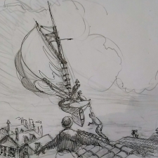 Flying over Europe. Sketch.30.