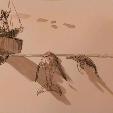 2 in the Audience.10x26.pen,ink,wash. 200