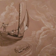 A better perspective. Pen,ink,wash on beige paper. 700