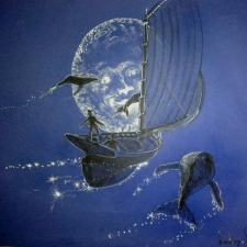 Commission. Moon Bright. 12x16. Charcoal.