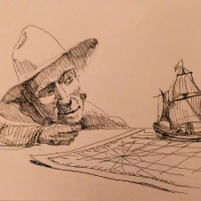 Considerations. 14x21. Pen, ink on peach paper. 300