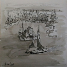 Dream location. 15x15. Pen, ink, wash. 400