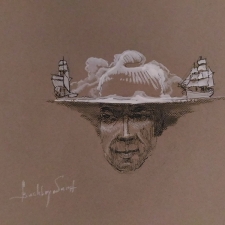 Imagine sailing. 20x25. Pen ink