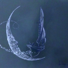 Moon Dreams. Pen,ink,wash.