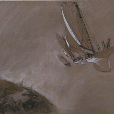 Sky trio. 20x25. Pen ink wash. 