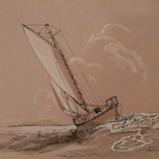 To distant lands. 20x26. Pen,ink,wash. 900
