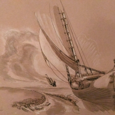 Two for the island. 20x26. Pen,ink,wash.