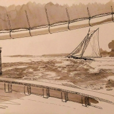 View from the Deck. 10x22. Pen.ink.wash. $200