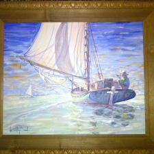 Calm Sail~25in x 22in~oil,$500