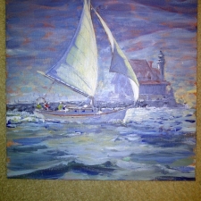 Rockland,Maine Lighthouse~12in x 12in~oil~$250